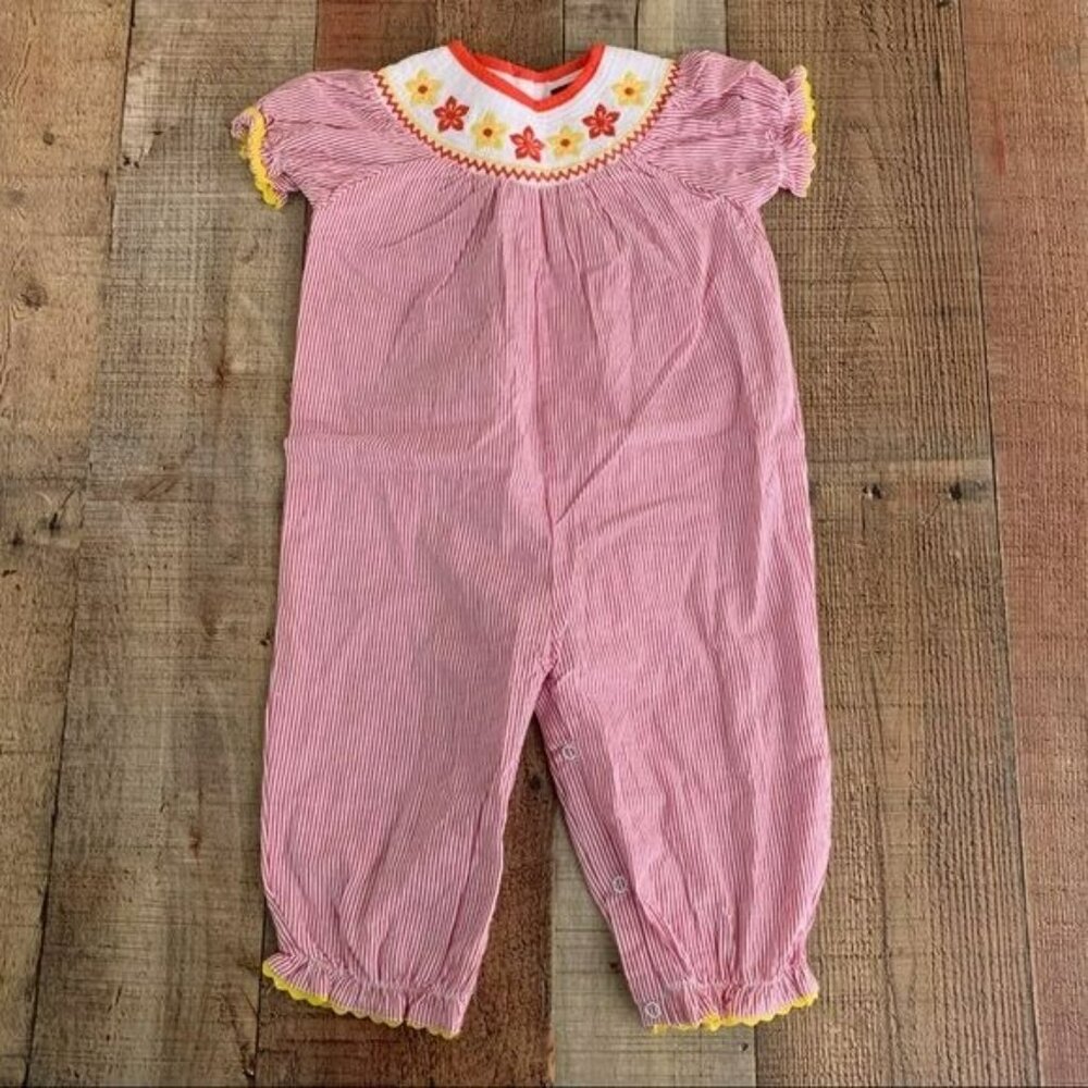 Vintage Lil Cactus One Piece Outfit Striped With Flowers 12-18 Mo.